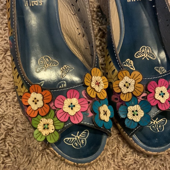 L'artiste Springstep Navy floral Leather Shoes size 42 - Picture 5 of 6